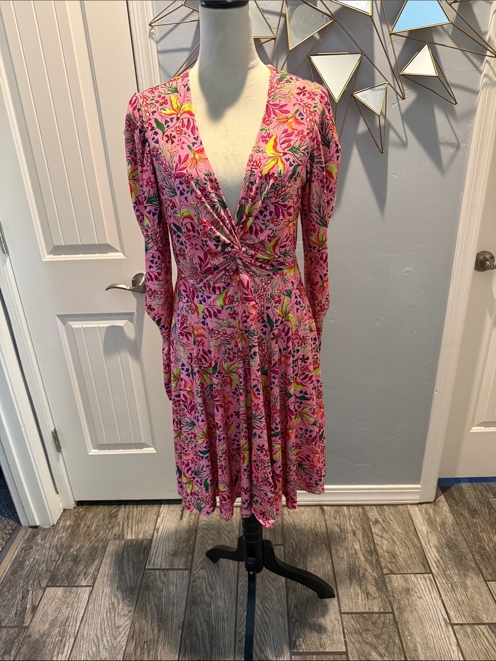 Hale Bob Pink Multicolor Floral Twist-Front Mini Dress